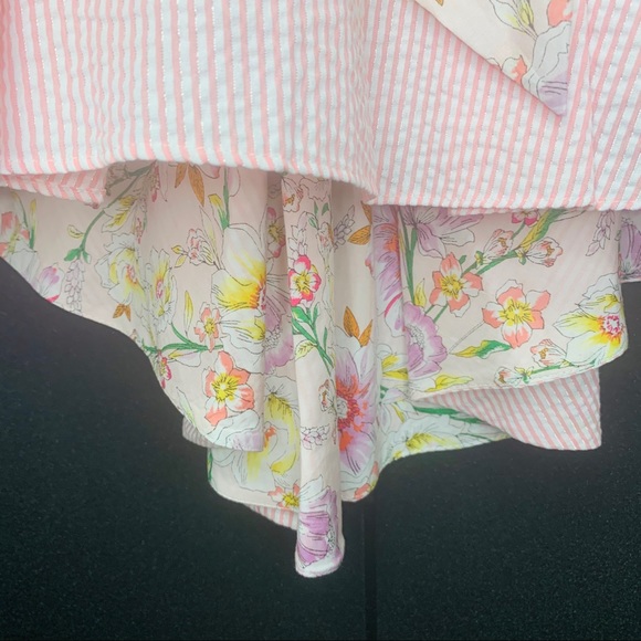 Girls Seersucker/Floral Bow-Waist Hi-Low Dress - Picture 7 of 9